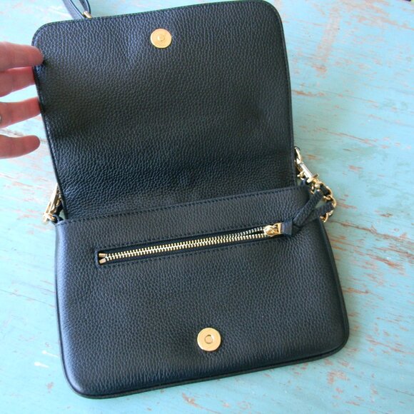 EUC TORY BURCH THEA BLACK PEBBLE LEATHER CONVERTIBLE SMALL CROSSBODY BAG CHAIN - Picture 6 of 8